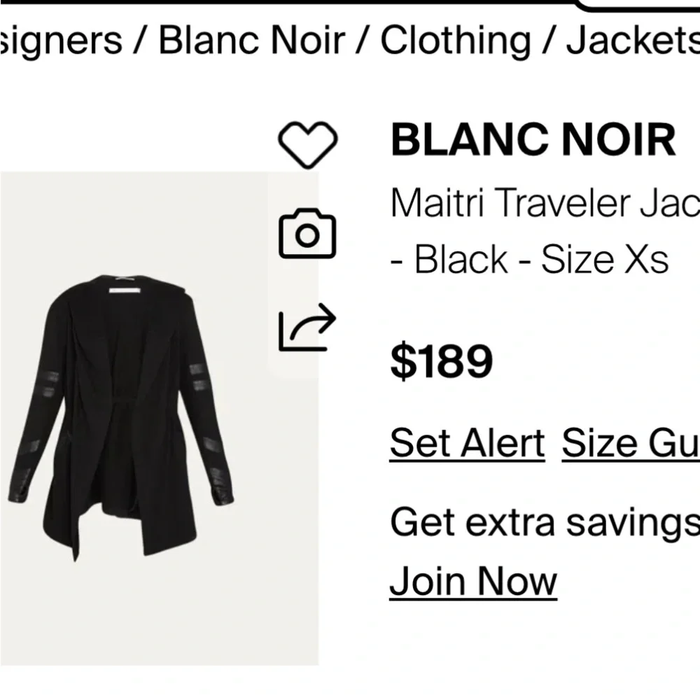 BLANC NOIR
Maitri Traveler Jac $200 black faux leather active casual spring - Picture 7 of 16